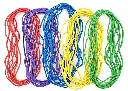 JZK 50 x Multicolor Elastic Bands, 150mm*2mm, Strong Rubber Bands for Home and School