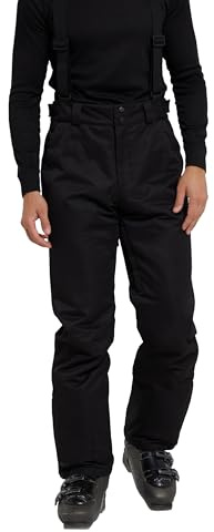 Mountain Warehouse Interstellar Mens Waterproof Ski Pants - Breathable & Thermal Tested Sallopettes with Scuff Guards & Snow Gaiters - Winter Skiing, Sports, Walking Black S