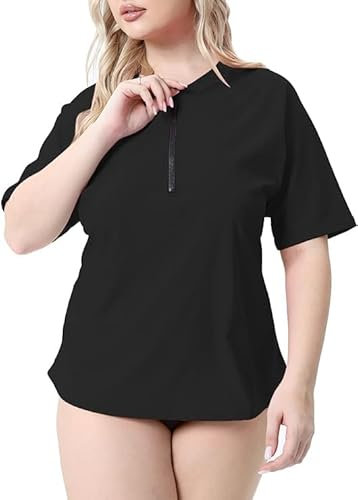 Halcurt Maillot de bain anti-UV pour femme - Grande taille - Protection solaire UPF 50+ - Séchage rapide - 1X-4X, Noir2, 3XL grande taille