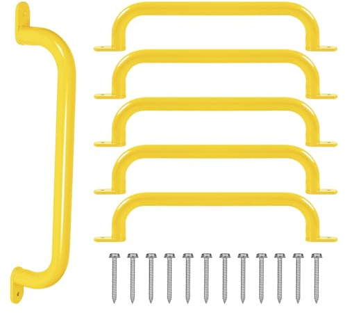ESPETS 17'' Yellow Monkey Bars Indoor, Outdoor Playground Handles, 6 Pieces | Swing Set Attachment Grab Handles, Weather-resistence Indoor & Outdoor Monkey Bars for Jungle Gym, Playhouse, Climbing Frame