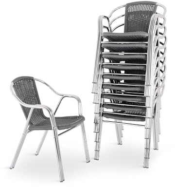 Raburg Bistrostuhl Vita, 10er-Set, Polyrattan, Dunkelgrau, mit Armlehnen