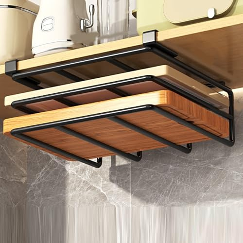 Hperu Schneidebrettregal unter Kabinett Schneidebretthalter Metall Schneidebrett Organisator Sparersparnis unter Regal Hacking Board Halter Hochleistungs -Schneidebrett Schwarz