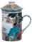 Tasse à thé en céramique avec couvercle et passoire pour thé en vrac - Motif asiatique (vue sur la mer, 508) - Tasse chinoise japonaise pour les amateurs de thé - Cadeau Asie - Avoine