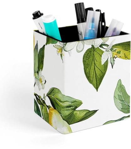 YCRGYYBD Hängender Stifthalter mit Zitronenmuster, multifunktionaler Leder-Stiftehalter, wasserdicht, Make-up-Pinselhalter, Schreibtisch-Organizer für Büro, Heimbedarf