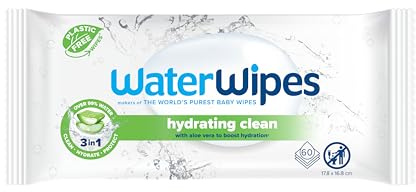 Waterwipes Lot de 60 lingettes hydratantes pour bébé à l'aloe vera
