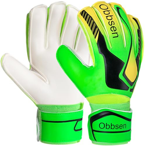 Obbsen Football Goalkeeper Gloves for Kids Youth and Adult | Goalie Gloves with Finger Protection and Super Grip | Boys Mens Goalkeeping Gloves Size 5/6/7/8
