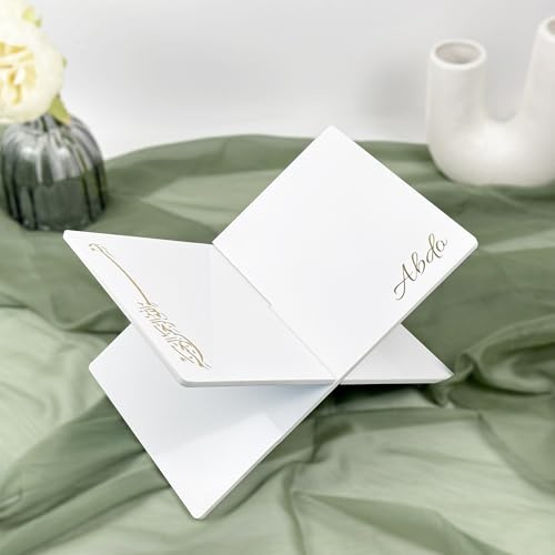 Weiß Koran-Halter| personalisiert mit Namen Koran-Lesetisch- islamisches einzigartiges und personalisiertes Geschenk | islamisches Hochzeitsgeschenk - Ramadan, Umrah und Eid Geschenk