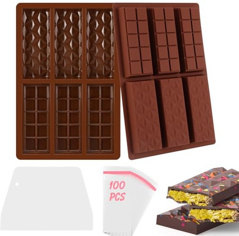 Farnirvana 2 EN 1 Molde Chocolate Duba, Silicona Molde Chocolate, Moldes Para Barra De Chocolate Profundos De Silicona Sin BPA, molde silicona turron para Tableta de hacer Chocolate(2 Piezas)