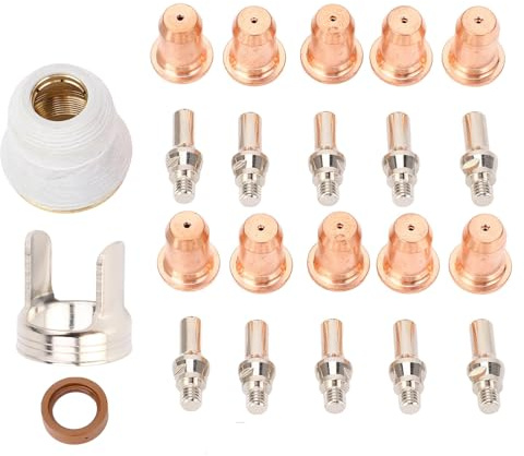 Plasmaschneider Verbrauchsmaterial Kit 23-teilig mit Düsen Schneidbrenner Spitzen Elektrodenschildkappe 1,0 mm für Plasma Schneiden Kompatibel mit gängigen Modellen