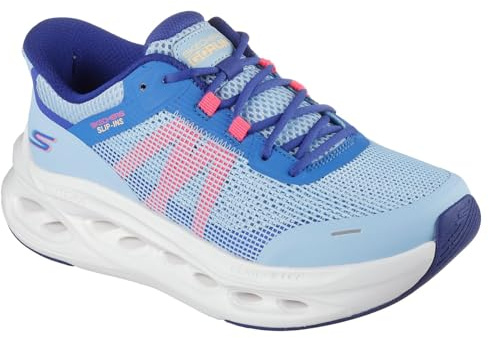 Skechers dam Max dämpning Glide-Step Aberdeen Sneaker, Ljusblå syntetisk korall trim, 38.5 EU