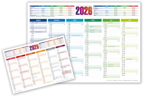 Tischkalender/Tafelkalender/DIN A4 / 2026/3 Stück (Multicolor)