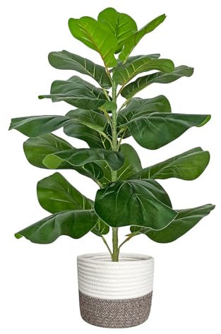 Artificial Tree,78cm Faux Ficus Tree Large Fake Plant with Cotton Rope Basket,Artificial Plants Indoor with Lifelike Green Leaves for Home Office Decoration