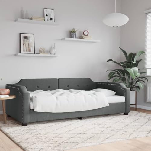 Xichuzi Tagesbett Dunkelgrau 100x200 cm Stoff, Schlafsofa, Daybed, Bettsofa, Sofa Bed, Sofabett, Schlafcouch, Jugendbett, Bettgestell, Bettcouch - 354211
