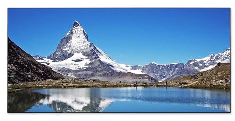 banjado Magnettafel schwarz 78 x 37cm / Magnetwand Metall/Magnetpinnwand als Memoboard/Pinnwand Magnettafel Küche, Büro, Kinderzimmer inkl. 4 Magnete & Montageset - Motiv Matterhorn