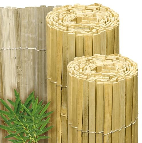 Sol Royal canisse brise vue balcon bambou palissade jardin exterieur clair | 100x600cm 1m brillant cache pare terrasse extérieur résistant intempéries clôture occultation protection vis-à-vis B33