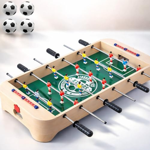 Miosea 28 Inch Tabletop Foosball Table, Portable Wooden Soccer Game Set with Non-Slip Base, Ergonomic Handles for Kids and Adults, Indoor Family Game Night & Birthday Gift