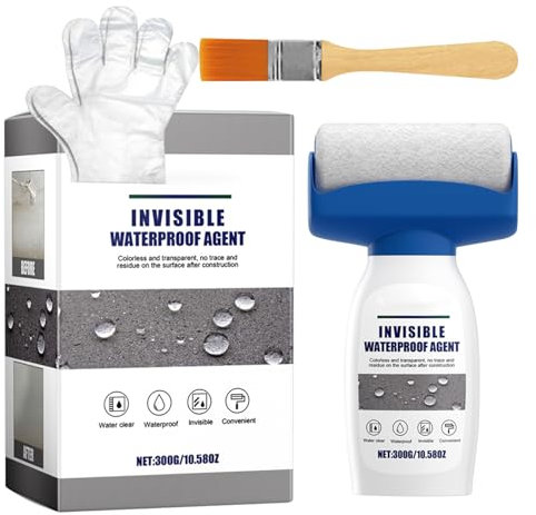 Adhésif Étanche Transparent | Spray Imperméabilisant 300 ml,Kit de Réparation Polyvalent avec Brosse et Gants pour Joints de Salle de Bain, Fondations, Piscine et Toiture