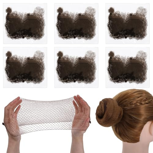 LXUEJIE 60PCS Hair Nets for Buns, Invisible Elastic Edge Mesh Brown Bun Hair Nets, Hairnets for Dance Buns 20 inch Hair Net for Women Girls Ballet Bun, Sleeping, Wig