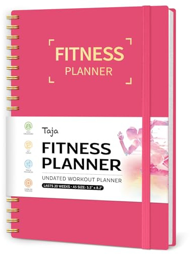 Fitness Workout Journal for Women & Men, A5(5.5 x 8.2) Workout Log Book Planner for Tracking, Progress, and Achieving Your Wellness Goals-Berry Pink
