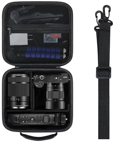 Elonbo Sacoche de Transport Compatible avec Les appareils Photo numériques sans Miroir Sony Alpha a6000/ a6100/ a6300/ a6400/ a6500/ a6600/ a6700/ Sony Alpha 7 II, III, IV et 7R V, Noir