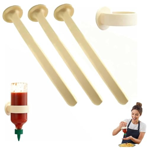 No Drop Left Behind Silicone Bottle Holder, Wall Mounted Upside Down Sauce Bottle Stand, Countertop While Keeping Bottles Ready to Use, Kitchen and Bathroom Organizer for Ketchup, Mustard(3PCS)