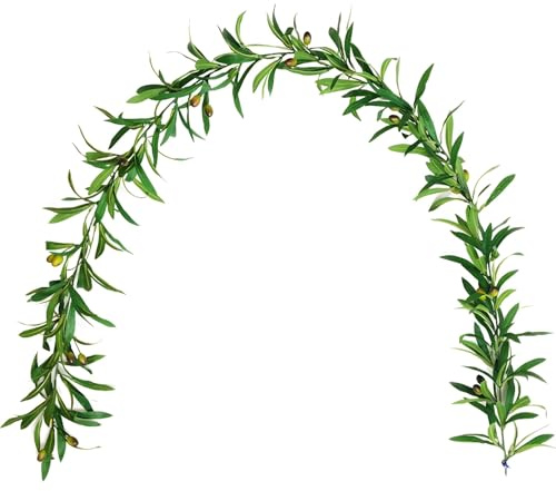 Packool Artificial Vine Olive Leaf, 1.85 m/6.07ft Hanging Plant Fake Garland Wedding Decor