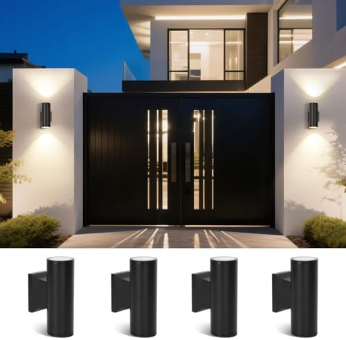 Aigostar Applique LED da Parete Esterno, Lampada da Parete Cilindrico Alluminio GU10, Impermeabile IP65 Luce Esterno, per Patii, Giardini, Corridoi, Balconi,Vialetti, Lampadina non inclusa(4 pacchi)