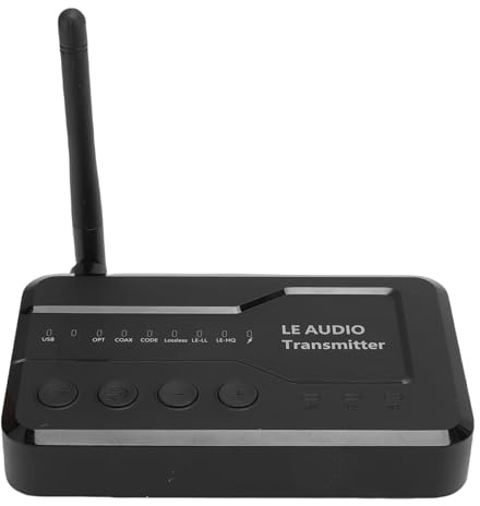 Zhjvihx Trasmettitore 5.3, Trasmettitore con Portata 80M per TV PC Proiettore Ad Altoparlante per Cuffie Wireless con Dual Link AptX a Bassa Latenza, Supporto Trasmissione LE