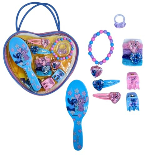 ARDITEX, Disney Stitch Accessoires pour Cheveux avec Trousse Stitch, avec Pince Cheveux, barrette, et Bien d'Autres Encore, Parfait Comme Cadeau pour Enfant, Anniversaire, 11 Pieces
