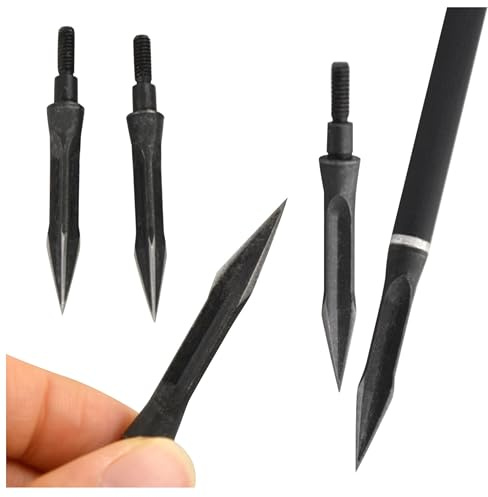 FQH 12pcs Traditional Arrowheads General Thread Arrow Points High Carbon Steel Tips Archery Shooting Hunting Target Broadheads