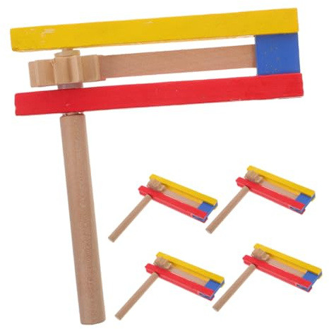 Alasum Carraca de Madera Tradicional Giratoria para Niños, Conjunto 5 Piezas, Sonajero Mexicano de Trinquete, Instrumento de Percusión para Educación y Eventos Familiares