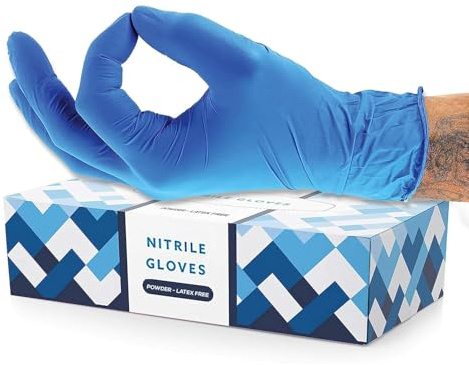Fusion Vibes Nitrile Gloves - Powder-Free & Latex-Free Surgical Gloves, Blue, Food Grade (X-Large, 200, count)