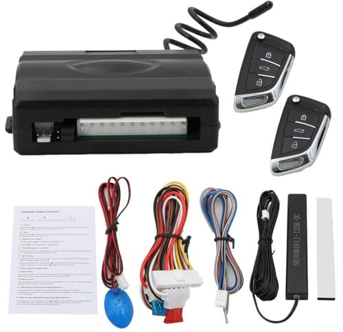 Hosrivae Kit de sistema de entrada sin llave para coche con bloqueo inteligente PKE por inducción/desbloqueo y motor remoto - 433.92 MHz, 12V ABS negro