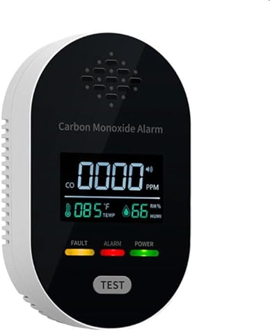 Advanced Plug-in Detector with Real- Temperature Humidity and LCD Sound Light Alarm System (White, 6x6x10cm)