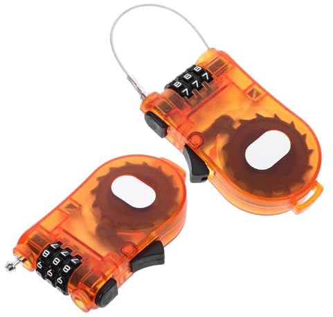 Totority 2pcs Portable Combination Cable Bike Lock and Snowboard Lock Retractable Anti-Theft Steel Wire Cable with Orange Coating Lightweight Security for Helmet Stroller and Outdoor Sports