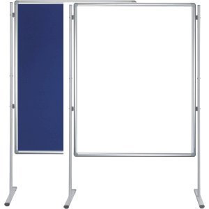 FRANKEN Stellwandtafel PRO, Trennwand, beidseitig verwendbar, Filz pinnbar & Schreibtafel lackiert, mit Aluminiumrahmenrahmen, Notiztafel zur Kombination mit Säulen, 120 x 90 cm, blau, SFD800303