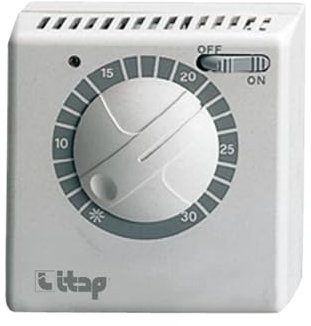 Schläfer 0940110 - Termostato Ambiente da Parete con Interruttore ON/OFF e Manopola di Regolazione, Termostato Meccanico a Rotella, Termostato per Riscaldamento, Funzione Antigelo Made in Italy