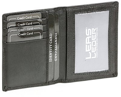 LEAS Ausweis- und Kreditkartenhülle mit RFID-Schutz Echt-Leder, schwarz Card-Collection