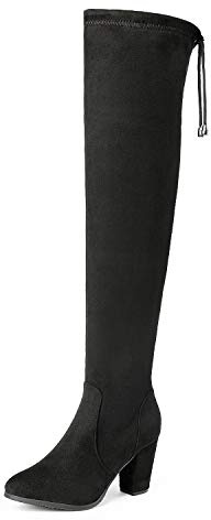 DREAM PAIRS Bottes au-Dessus du Genou pour Femmes Classique Cuissardes Elégantes et Pratique Bottes Tendance,Size 41,Noir,HIGHLEG