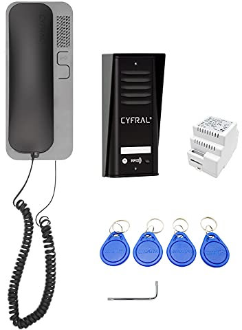 Cyfral Türsprechanlage Gegensprechanlage Cosmo R 1 mit 2-Draht-Anschluss, RFID Leser integriert, Set für eine Familie