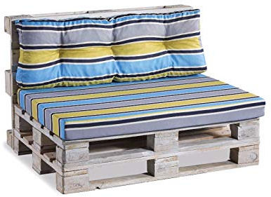 Gutekissen Cuscini per pallet Cuscini per pallet, Trapuntato, Liscio PPF (Schienale 120x60 trapuntato, Giallo-blu 5)