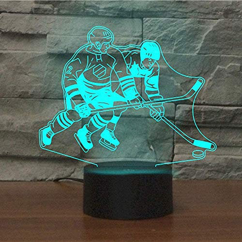Jinson well 3D Eishockey Spieler Nachtlicht led Lampe optische Nacht licht Illusion 7 Farbwechsel Touch Switch Tisch Schreibtisch Dekoration Lampen USB Spielzeug