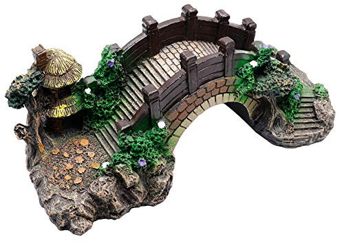 YANCONGLIDEYAN Aquarium Ornament Fish Tank Decorations Accessories Resin Arch Bridge Tree Pavilion Artificial Bridge Model for Garden Decor Fish Tank Landscape Accessories