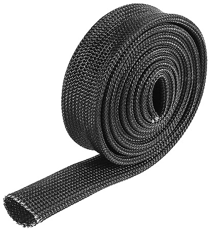 X AUTOHAUX Fiberglass Heat Wire Shield Sleeve Heat High Temp Shield Adjustable Heat Shield 3.2ft 10mm 3/8 Black for Car Wire Loom Protection