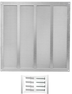 H&C VENT Rejilla Ventilación 400 x 400mm Metálica │Para Extractor de Baño Cocina Exterior HVAC │ Rejilla Aire Acondicionado AC Conductos Pared Techo Tubo │ Cubierta de Acero Rectangular con Mosquitera