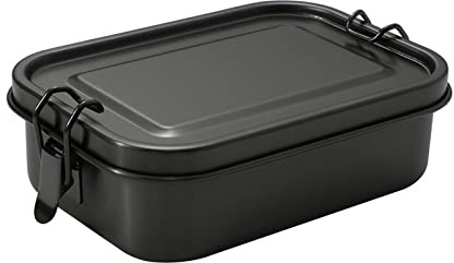 Brotdose Edelstahl,800 ml Lunchbox Brotdose Kinder mit Fächern,Brotzeitbox mit Abnehmbarem Gitter,Auslaufsicher Bento Box Lunch Box,Metall Frühstücksdose Brotbox Erwachsene für Arbeit Schule-Schwarz