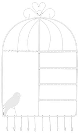 Miskall Portagioie da Appendere a Parete, Piccoli 3 Colori in Metallo Forma di orecchino Collana appesa per espositore(Bianco)