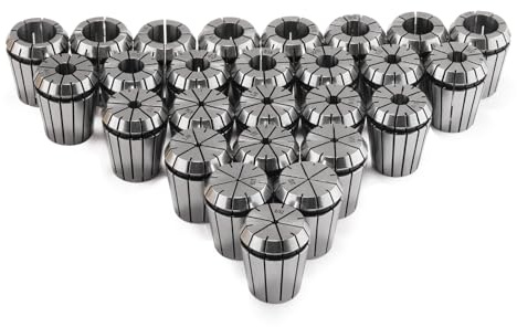 ER32 Collet Set 26PCS ER32 Spring Collet Set CNC Engraving Milling Lathe Chuck Tool 1/32-13/16 Inch for CNC Engraving Machine & Milling Lathe Tool Workholding Engraving Collets
