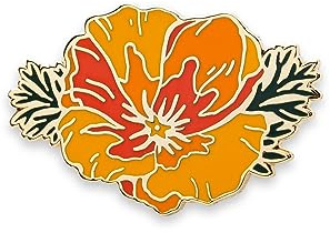 California Poppy Enamel Pin - Lapel Pin - Badge