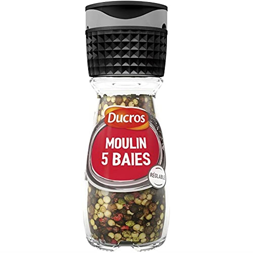 DUCROS - Moulin à Poivre et Sel 5 Baies Doux - 26g de saveurs intenses pour vos repas - Épices fines et fraîchement moulues pour une cuisine raffinée - Lot De 4 - Vendu Par Lot